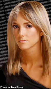 blonde choppy layered with parted bangs
