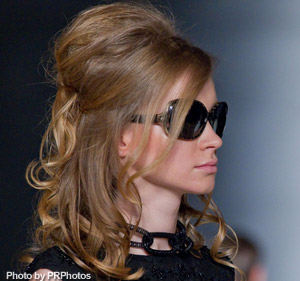 picture of half updo with center part