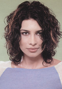 curly bangs with middle part