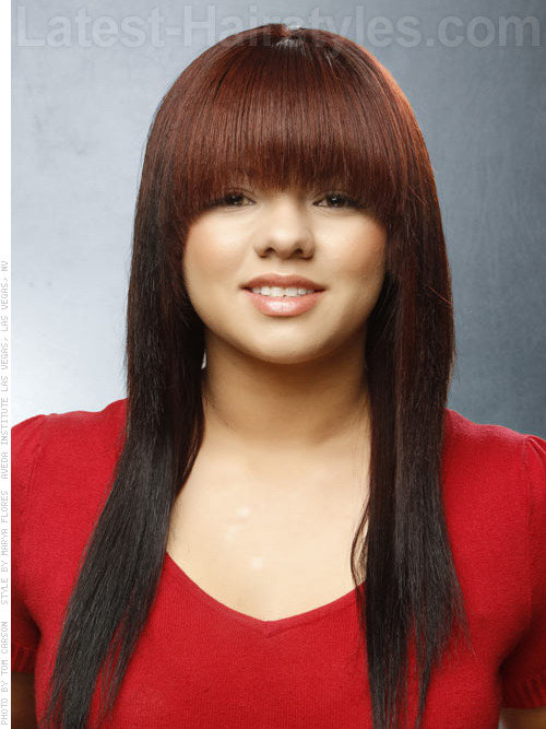 long-sleek-blunt-bangs-1878 Long sleek hair with blunt bangs