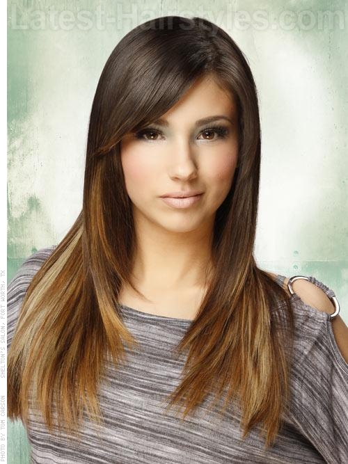 long-sleek-brunette-hair-64 A long sleek brunette hair color and style