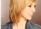 A medium bob for oval face shape side view