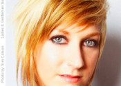 Asymmetrical haircut with side swept choppy bangs