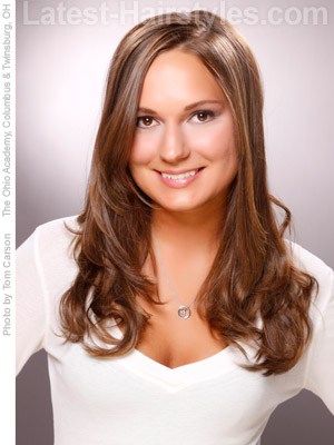 Easy long chocolate brown hairstyle
