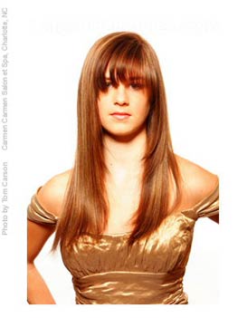 deeps bangs on girl with long hair