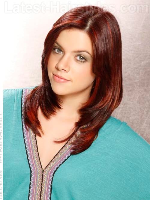 Red Raven Highlighted Smooth Medium Length Style