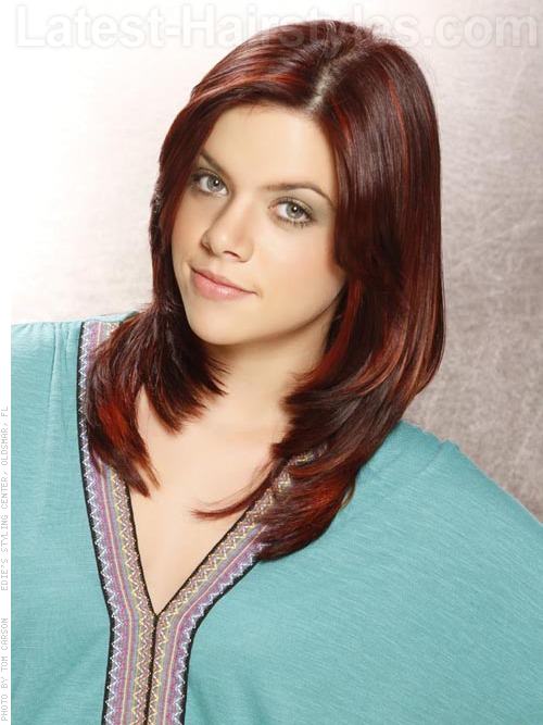 Red Raven Highlighted Smooth Medium Length Style Red Raven Highlighted Smooth Medium Length Style