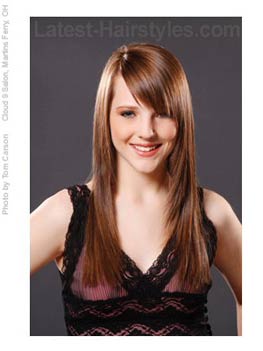 Long hairstyle with angeled bangs