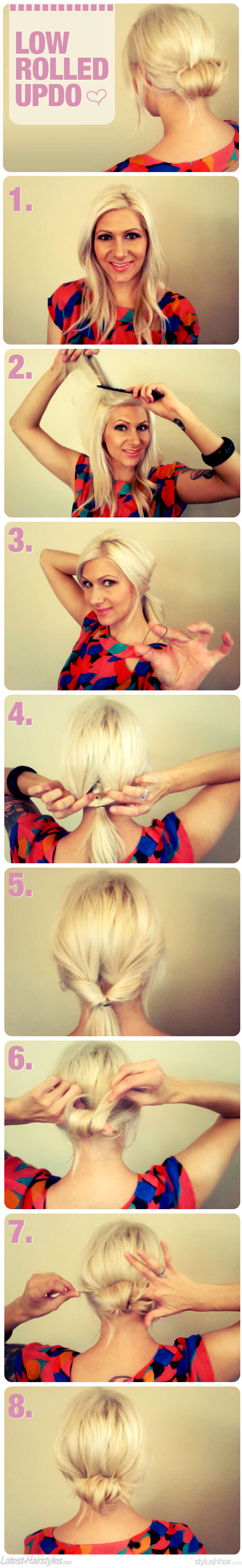 The Super Chic, Low Rolled Updo Hair Tutorial