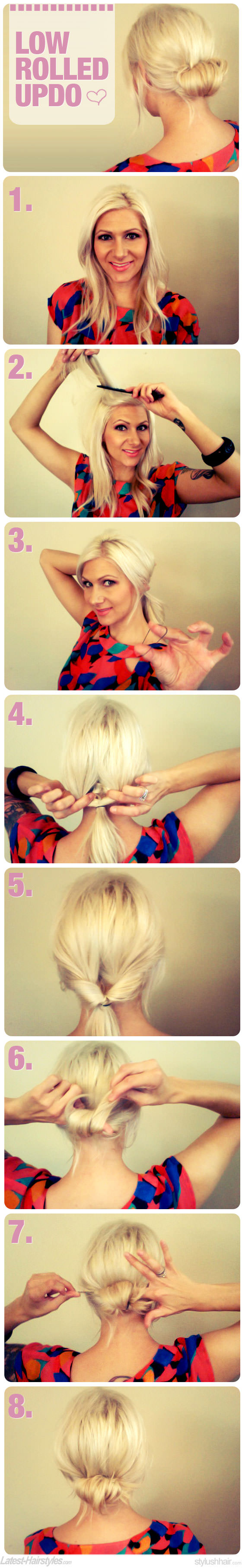 low rolled updo hair tutorial