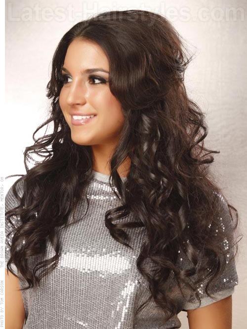 Brunette Layered Wavy Long Hair Side View Brunette Layered Wavy Long Hair Side View