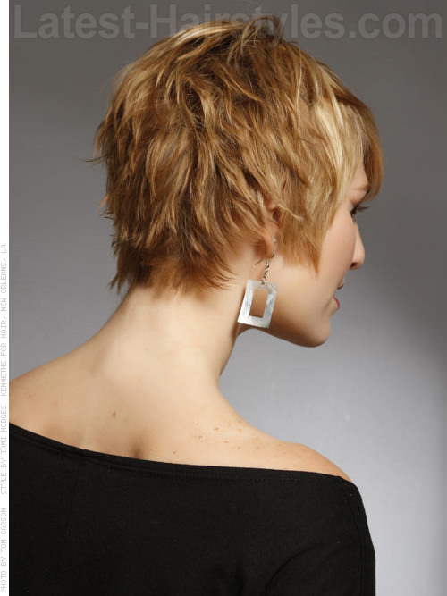Blonde Textured Beachy Pixie Back View Blonde Textured Beachy Pixie Back View