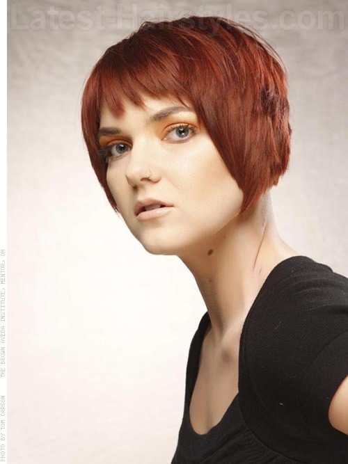 Convex Layered Bob Auburn Choppy Cut Convex Layered Bob Auburn Choppy Cut