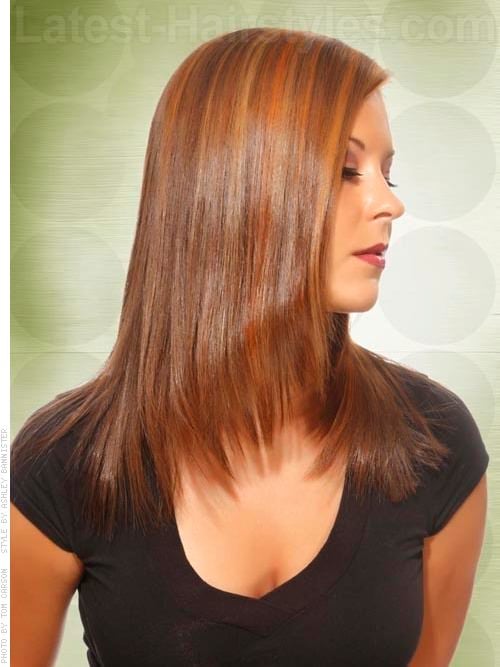 Long Face Shaping Layers Honey Brown Straight Hair with Highlights