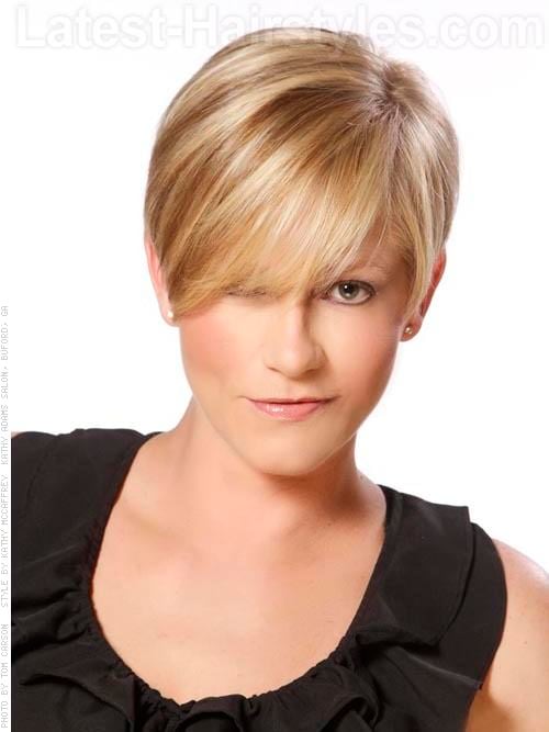 High Profile Cute Blonde Short Cut Over The Ears