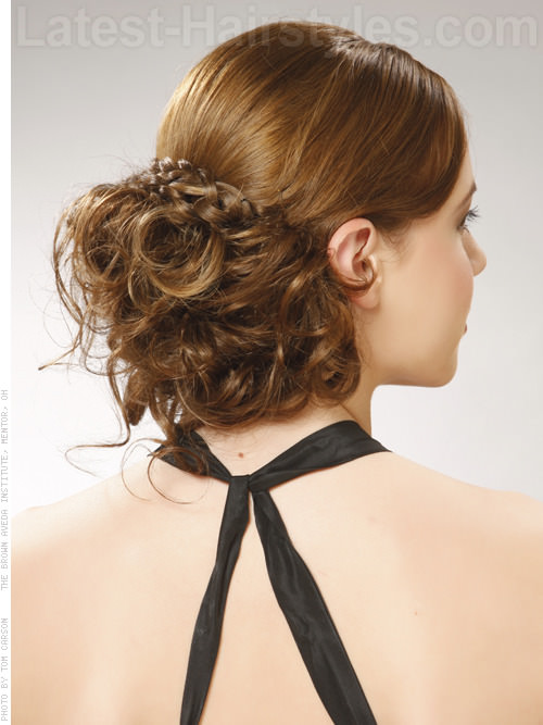 Holiday Updo Glamorous Low on Neck Style Back View Holiday Updo Glamorous Low on Neck Style Back View