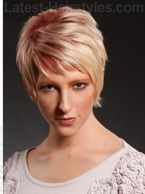 Pale Blonde Sculpted Pixie with Longer Bangs