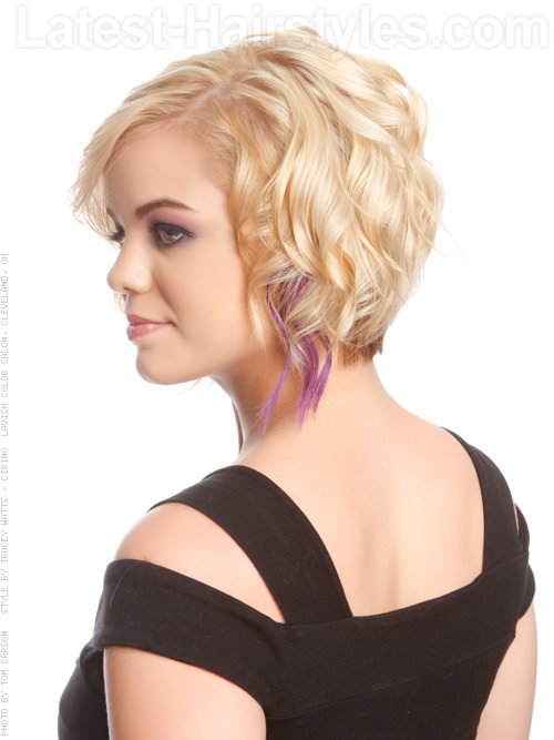 Short Blonde Piecey Casual Cut Lavender Highlights