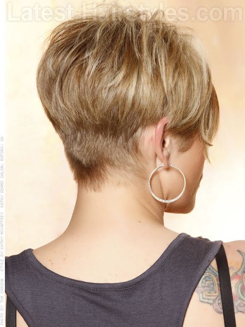 Short Blonde Wispy Pixie Sculpted Back Short Blonde Wispy Pixie Sculpted Back