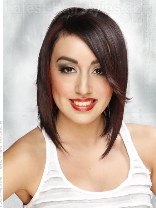 Side Parted Dark Brown Hair Face Shaping Layers