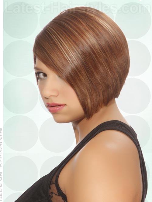 Sleek and Shiny Caramel Colored Bob Side View