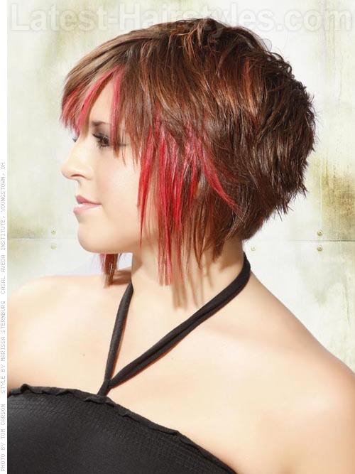Bright Red Highlighted Angled Cut - Shorter in the Back