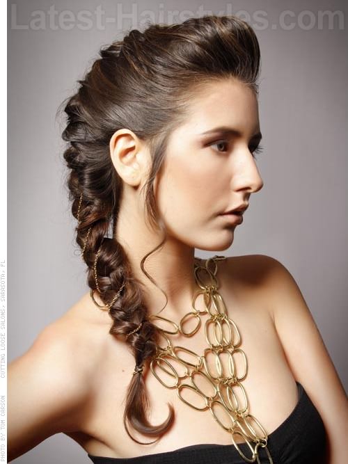 Chained French Braid Medium Brown Side View Chained French Braid Medium Brown Side View