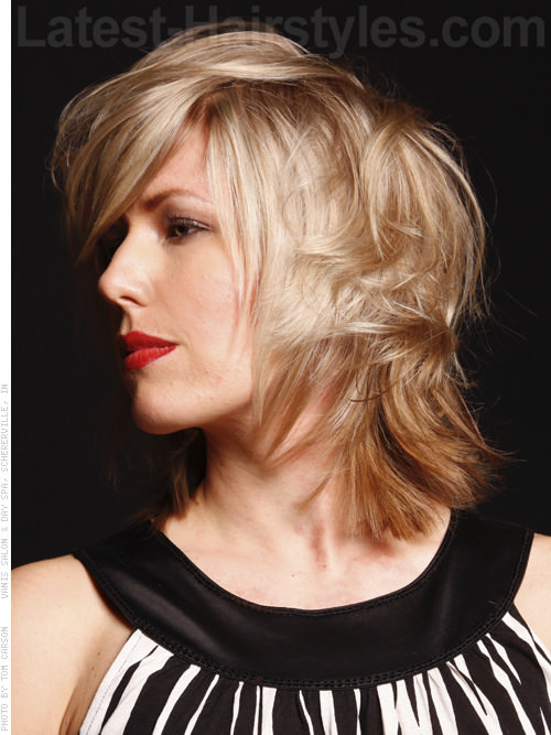 Fun Textured Blonde Style with Tapered Layers - Side View Fun Textured Blonde Style with Tapered Layers - Side View
