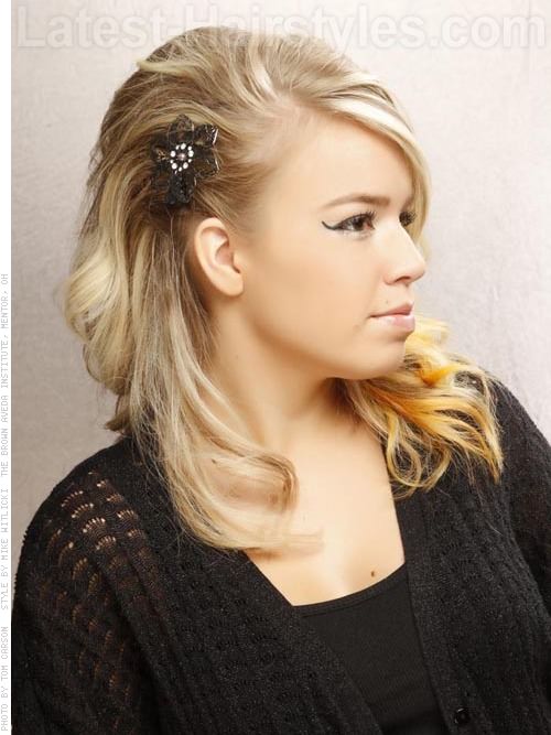 Funky Blonde Sideswept Style with Cute Barrette