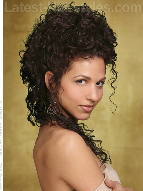 Grecian Long Brown Style with Lots of Curls Side View