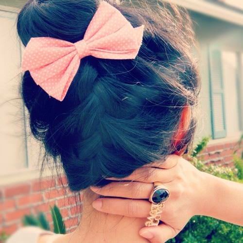 French braid with a bow