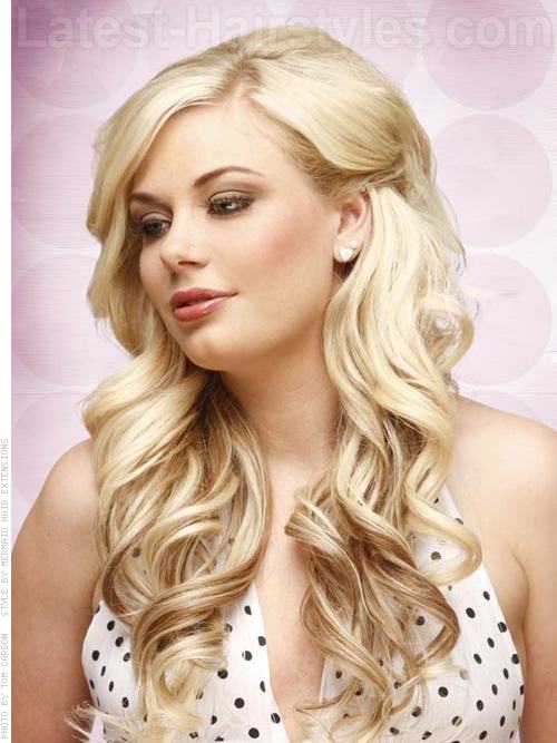 Long Platinum Layered Style - Pinned Back One Side Long Platinum Layered Style - Pinned Back One Side