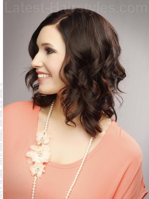 medium brown casual shoulder length style side view 