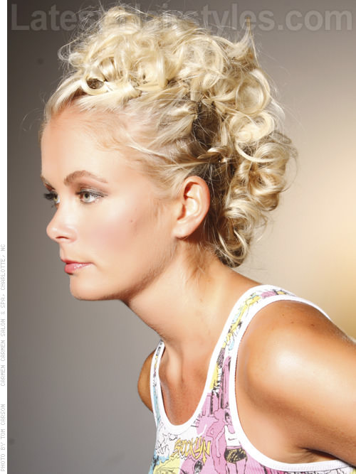 Mohawk Maven Curly Funky Pinned Up Style Side View Mohawk Maven Curly Funky Pinned Up Style Side View