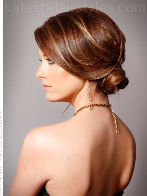 Party Bun Demure Loose Updo - Side View Party Bun Demure Loose Updo - Side View