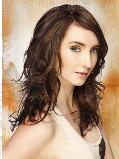 Playful Primp - Fun Wavy Medium Length Brunette Style