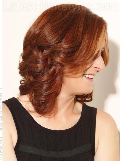 Pumpkin Passion - Loose Auburn Style with Long Layers - Side View Pumpkin Passion - Loose Auburn Style with Long Layers - Side View