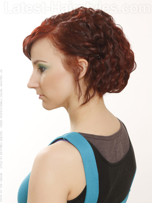 Red Crimped Short Style - Side View Red Crimped Short Style - Side View