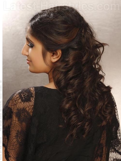 Swirling Success Long Wavy Brunette Style - Back View