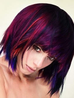 pink and purple bob hairstyle