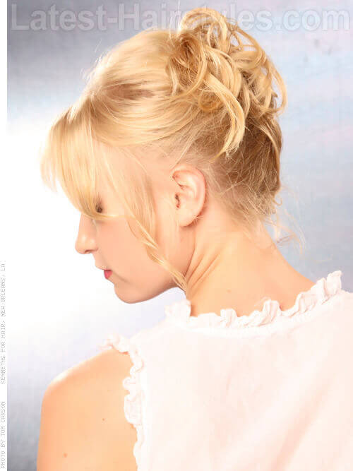 Best Disheveled Updo with Fringe Side View