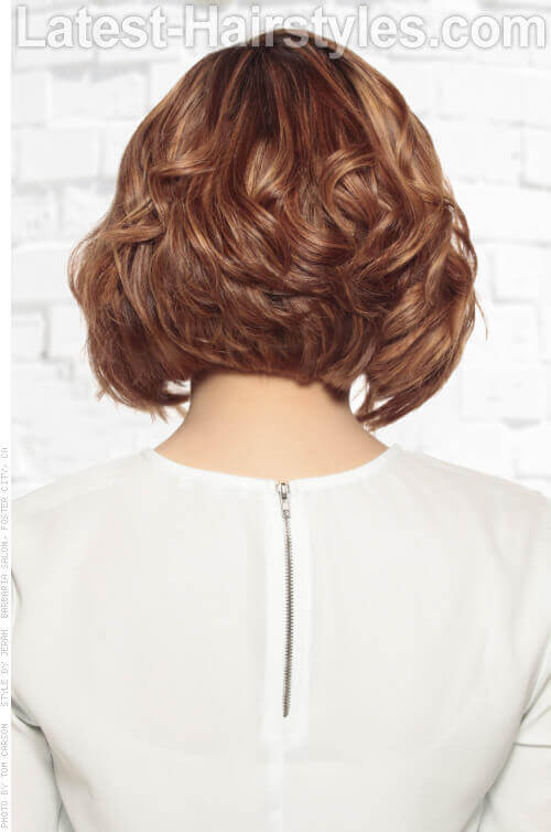 Best Wavy Short Stacked Hairstyle Back View