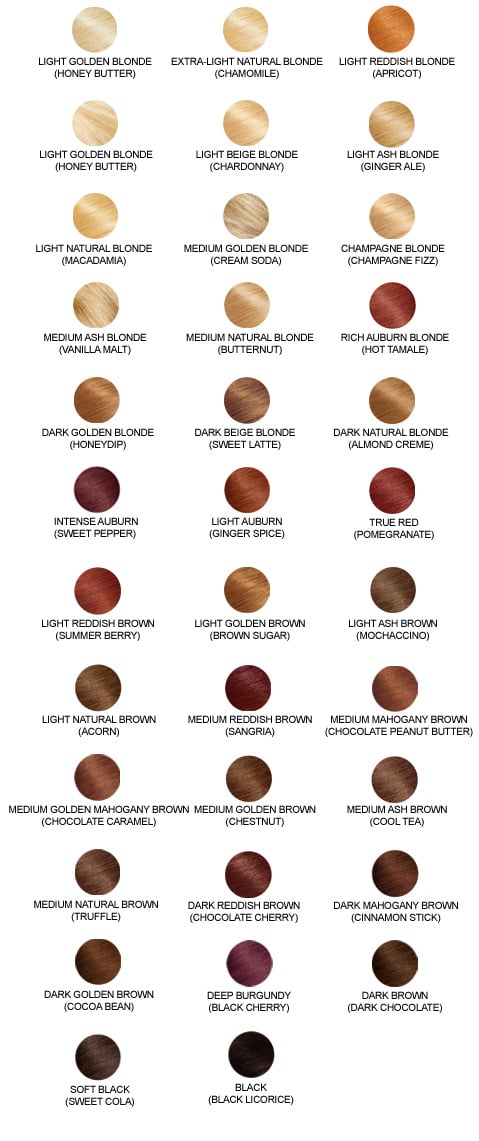 all hair colors chart