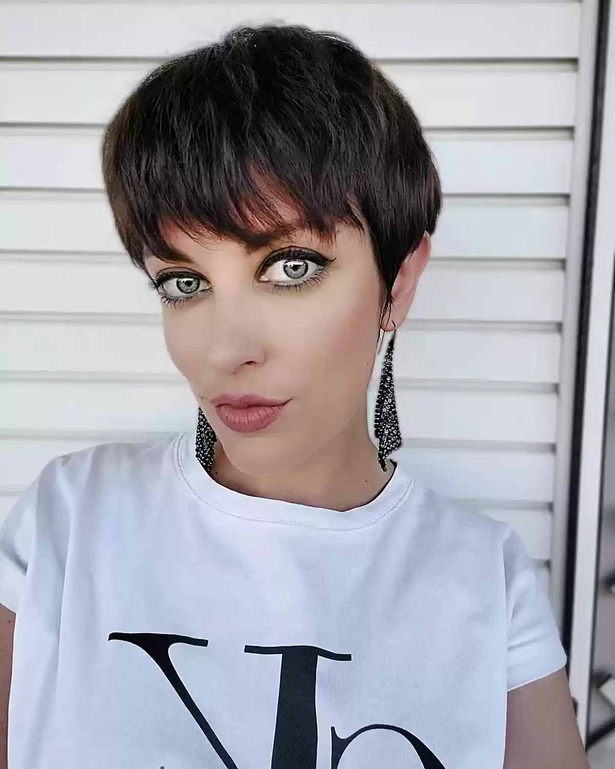 1990s Chic Pixie Hair with Heavy Bangs