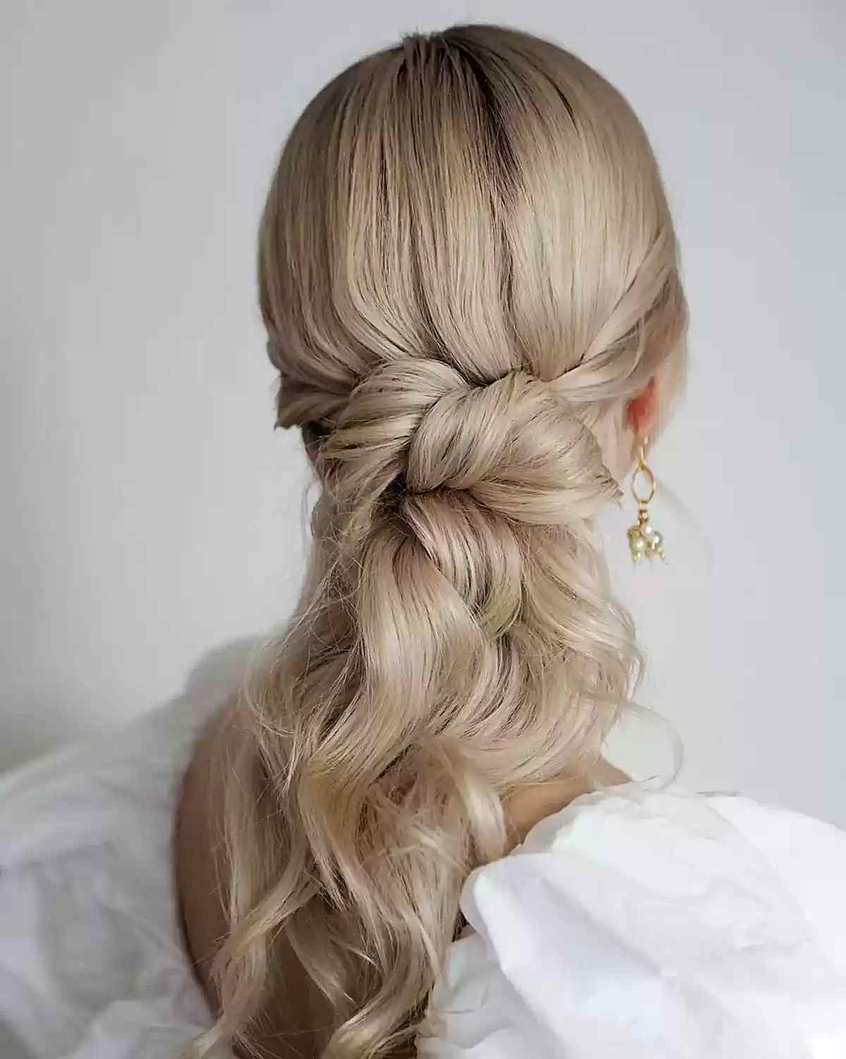 Pinning some pilus upwards allows y'all to maintain some length around your human face upwards 23 Gorgeous Formal Half Updos You’ll Fall In Love With