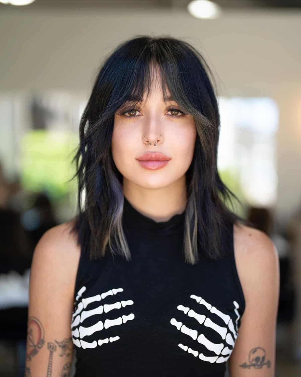 Adding bangs to a hairstyle is similar adding a cherry to the laissez passer on of an H2O ice cream sunday 53 Medium Hairstyles With Bangs: Our Latest Faves!