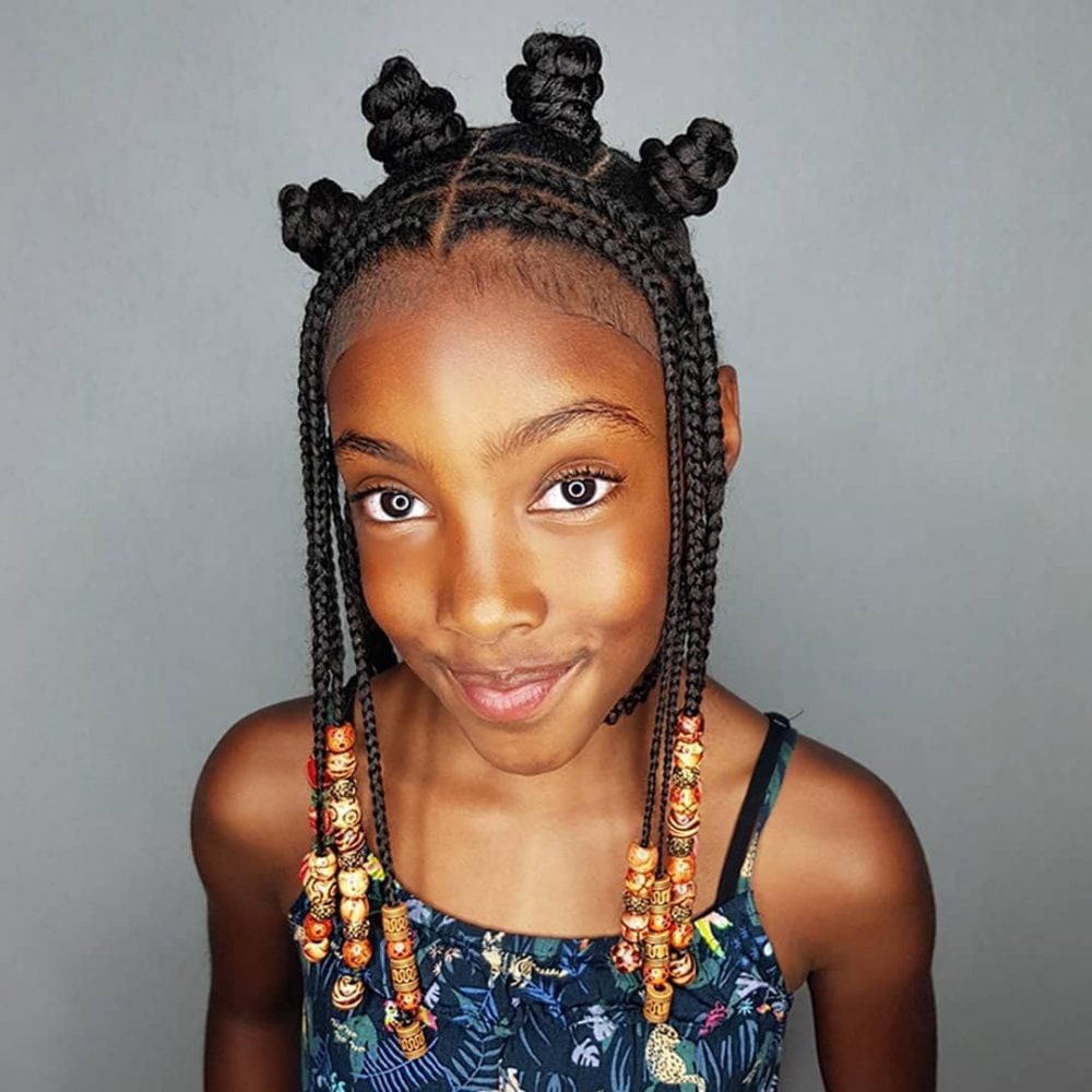 Image of Box braids hairstyle for short relaxed hair