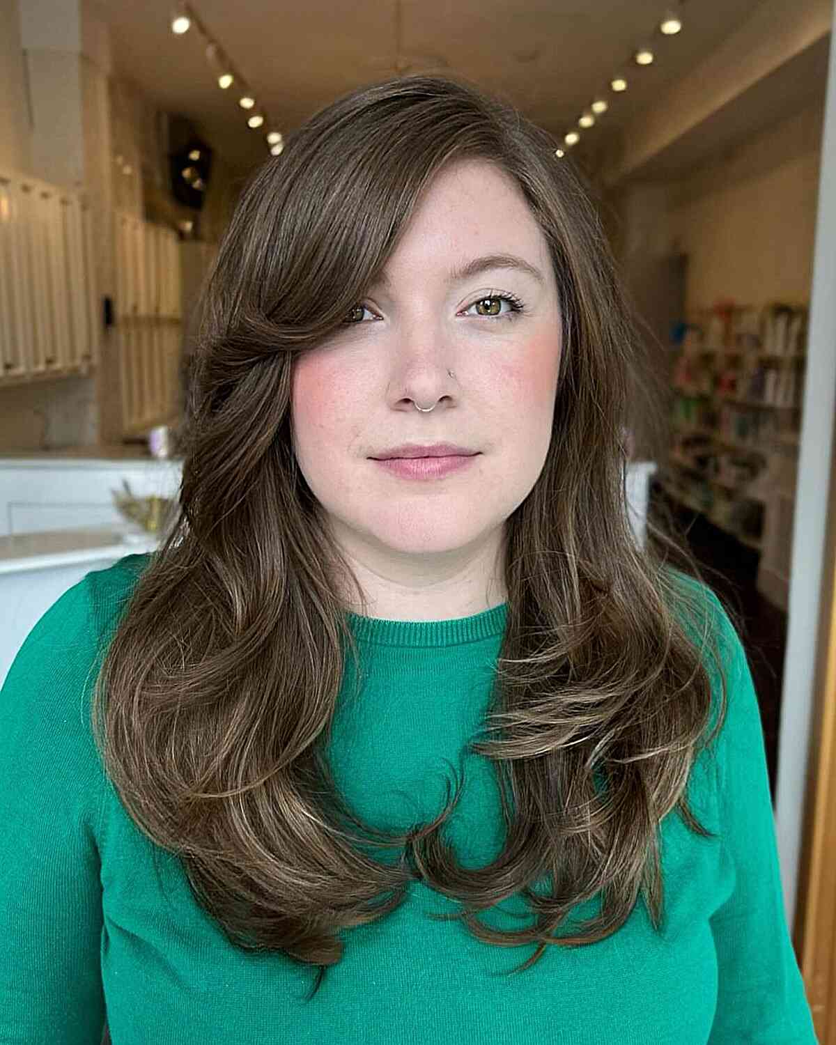 Rachel-Styled Long Hair with a Side Part