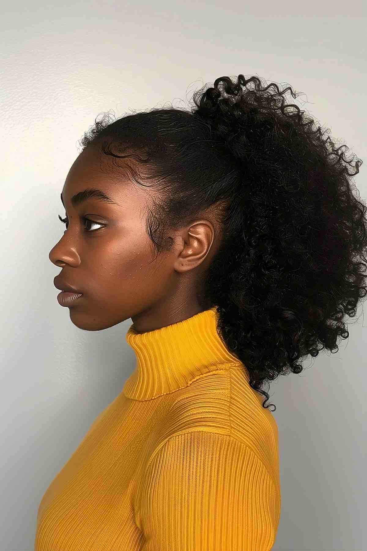 Puffy Ponytail for Black Women's Kinky Hair