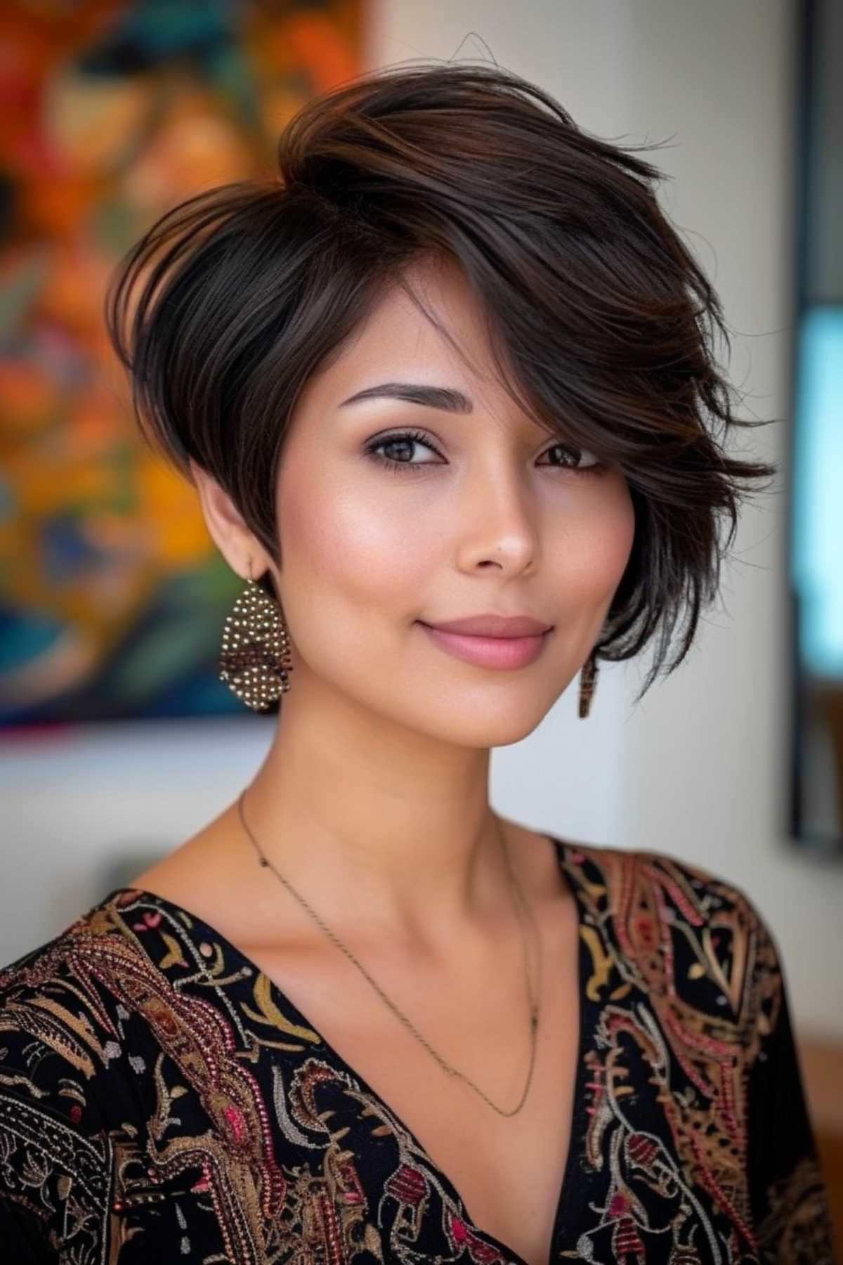 A sassy pixie bob with a side sass, perfect for everyday glamour